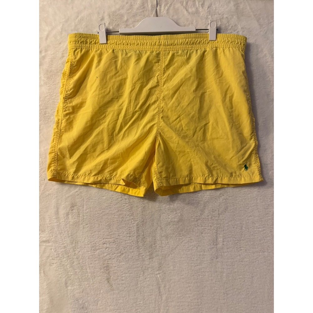 Polo Ralph Lauren Mens Swim Trunks L Yellow Mesh Board Shorts Pony Logo